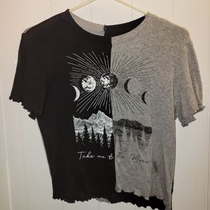 Black and Gray Moon Graphic T-Shirt